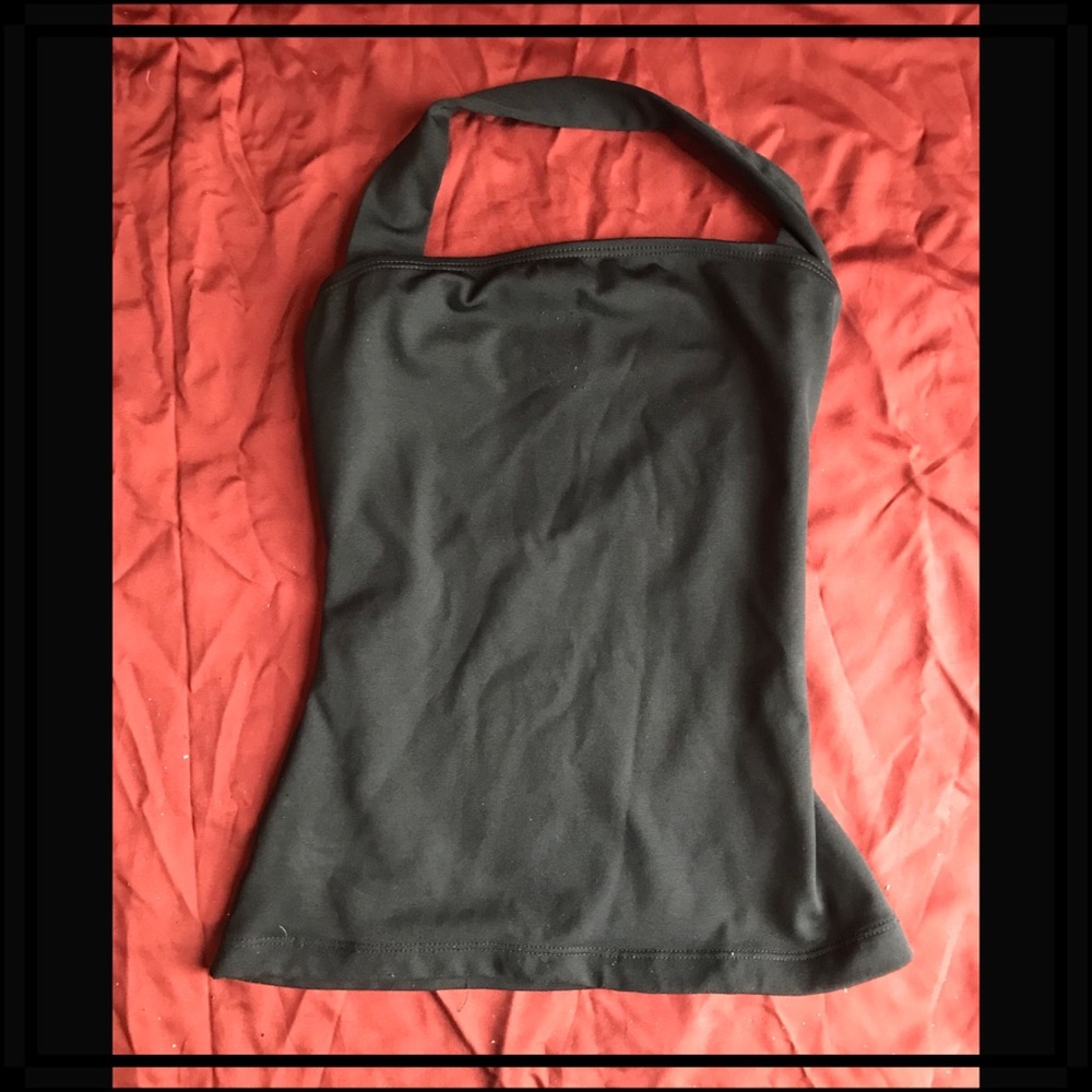 Black spandex halter top